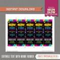 Neon Glow Party Ticket Invitation for Boys (Yellow) 
